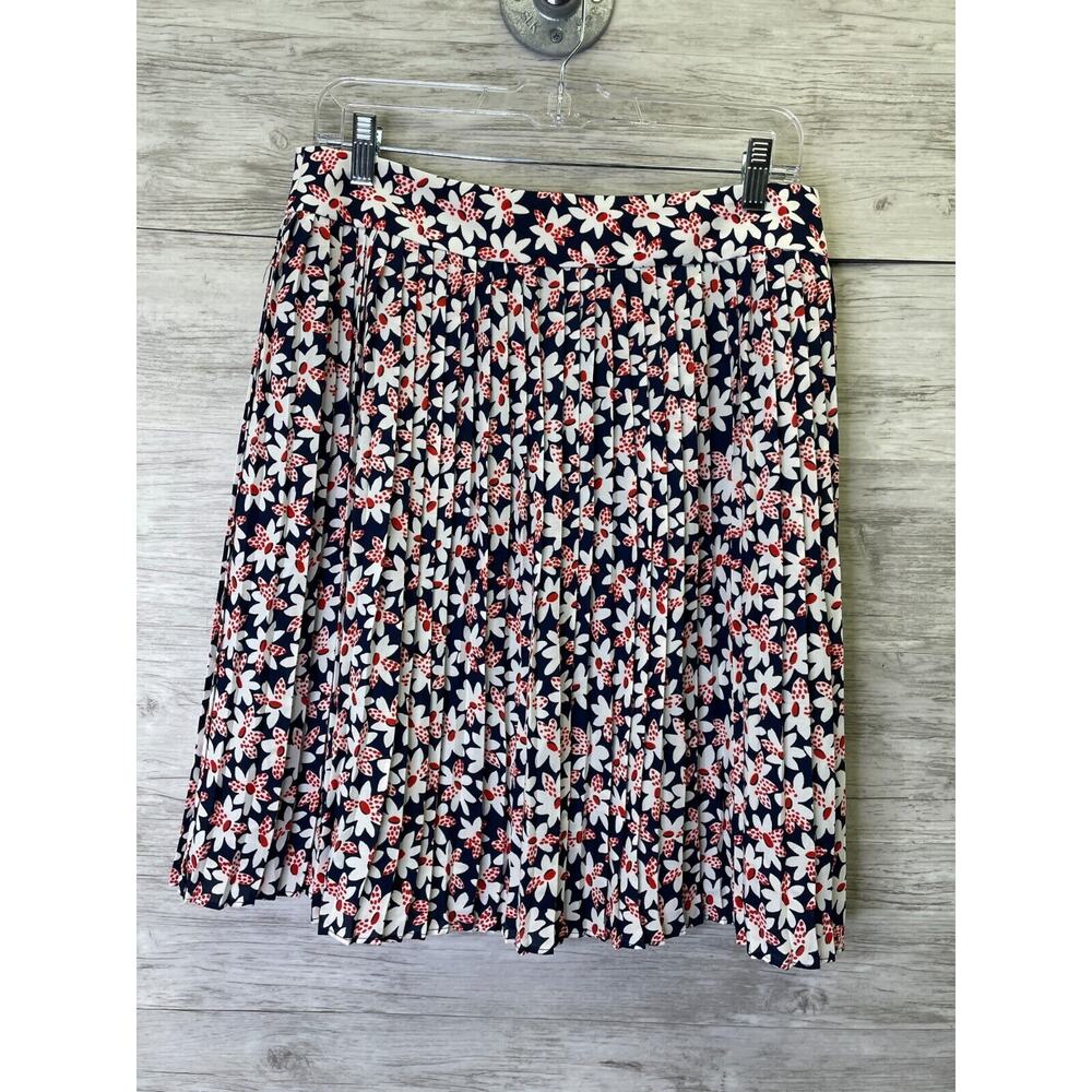 J Crew‎ Mini Skirt 10 Womens Blue Floral Pleated Lined Zip